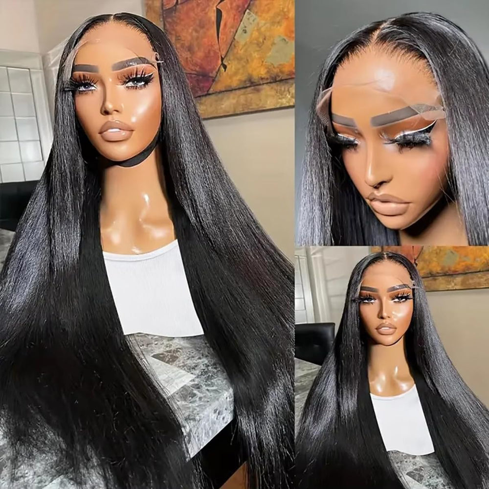AUOU wig showing bleached knots and seamless lace for skin-matching look