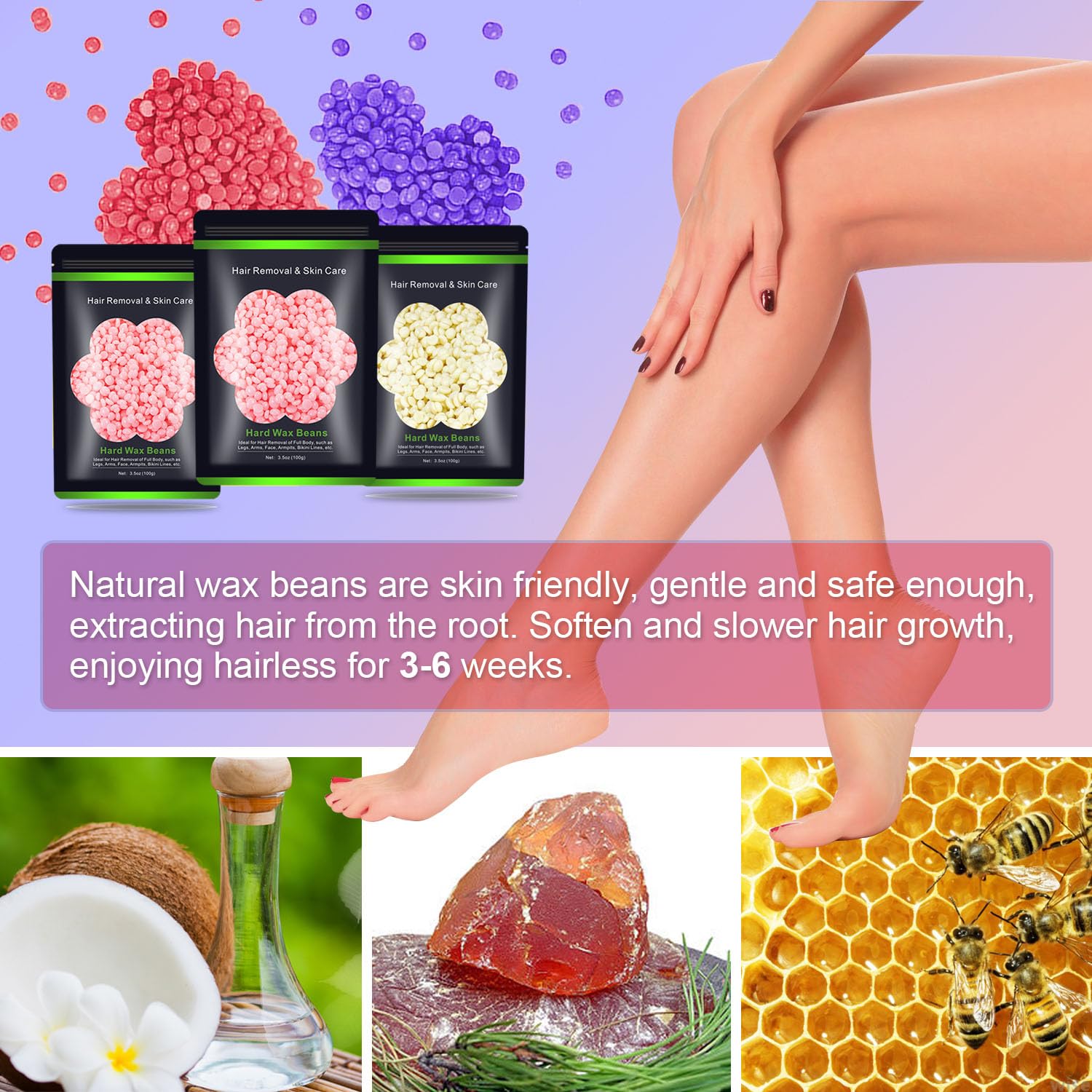 Auperwel hard wax beads color variety indicates soothing formulas for sensitive skin