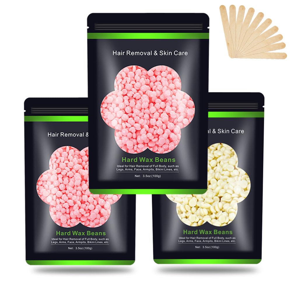 Auperwel wax beads kit closeup shows smooth resin beads for gentle at-home waxing