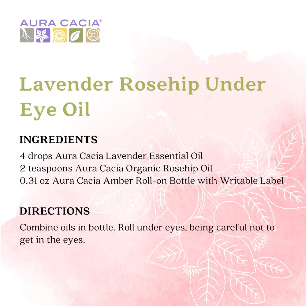 Aura Cacia Rosehip Oil placed on wood surface suggests premium routine.