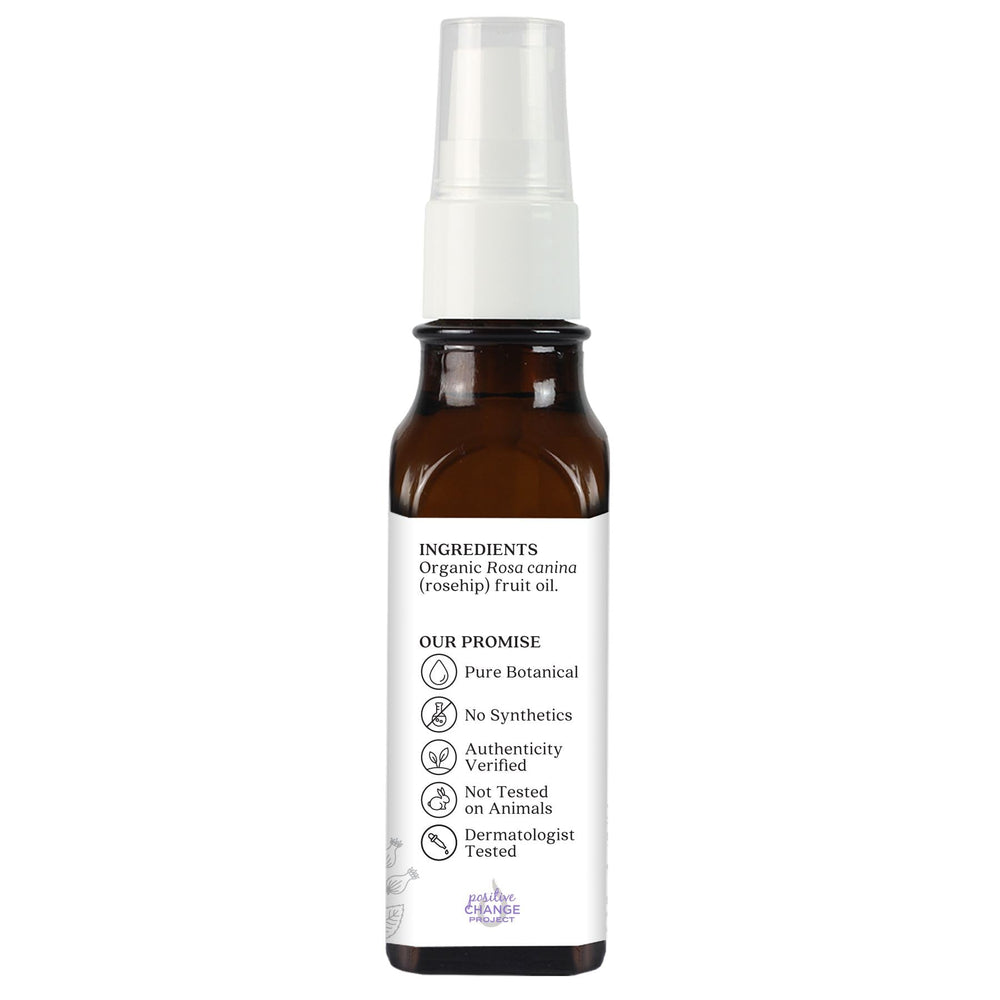 Aura Cacia Rosehip Oil GC/MS purity seal signals quality.