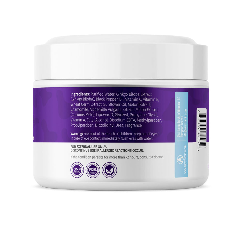 Aura Dermacare Vitiligo Cream packaging display featuring a 4oz jar.