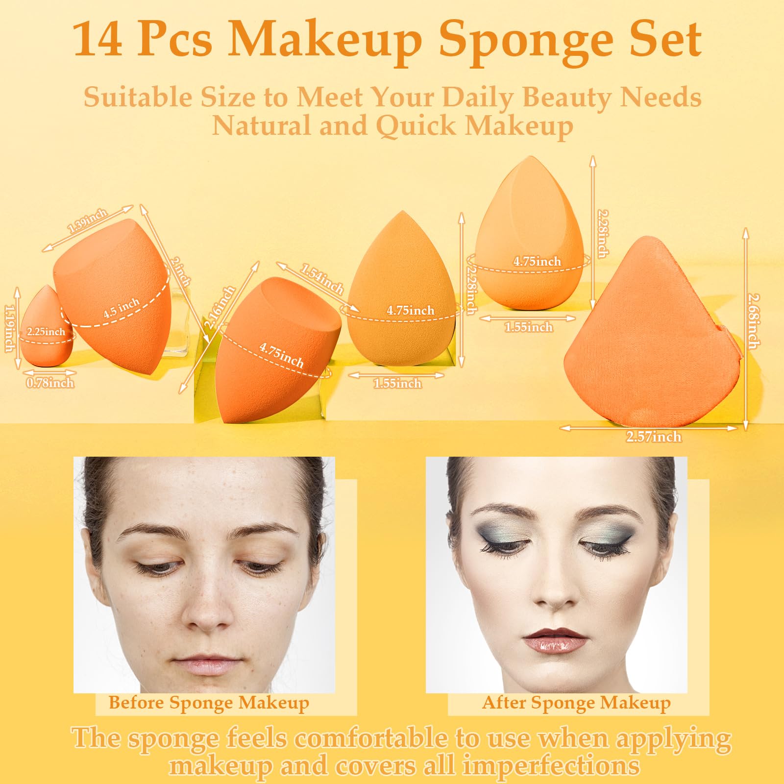 Auroray beauty sponges large shapes for full coverage blending across cheeks and forehead.