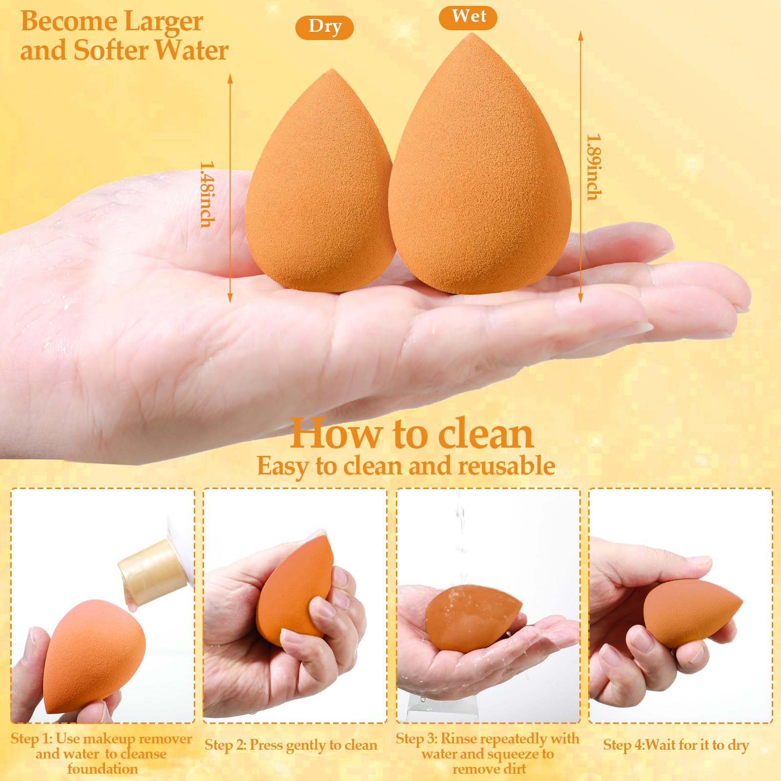 Auroray memory foam sponges offer soft resilient application for liquids powders and concealers.