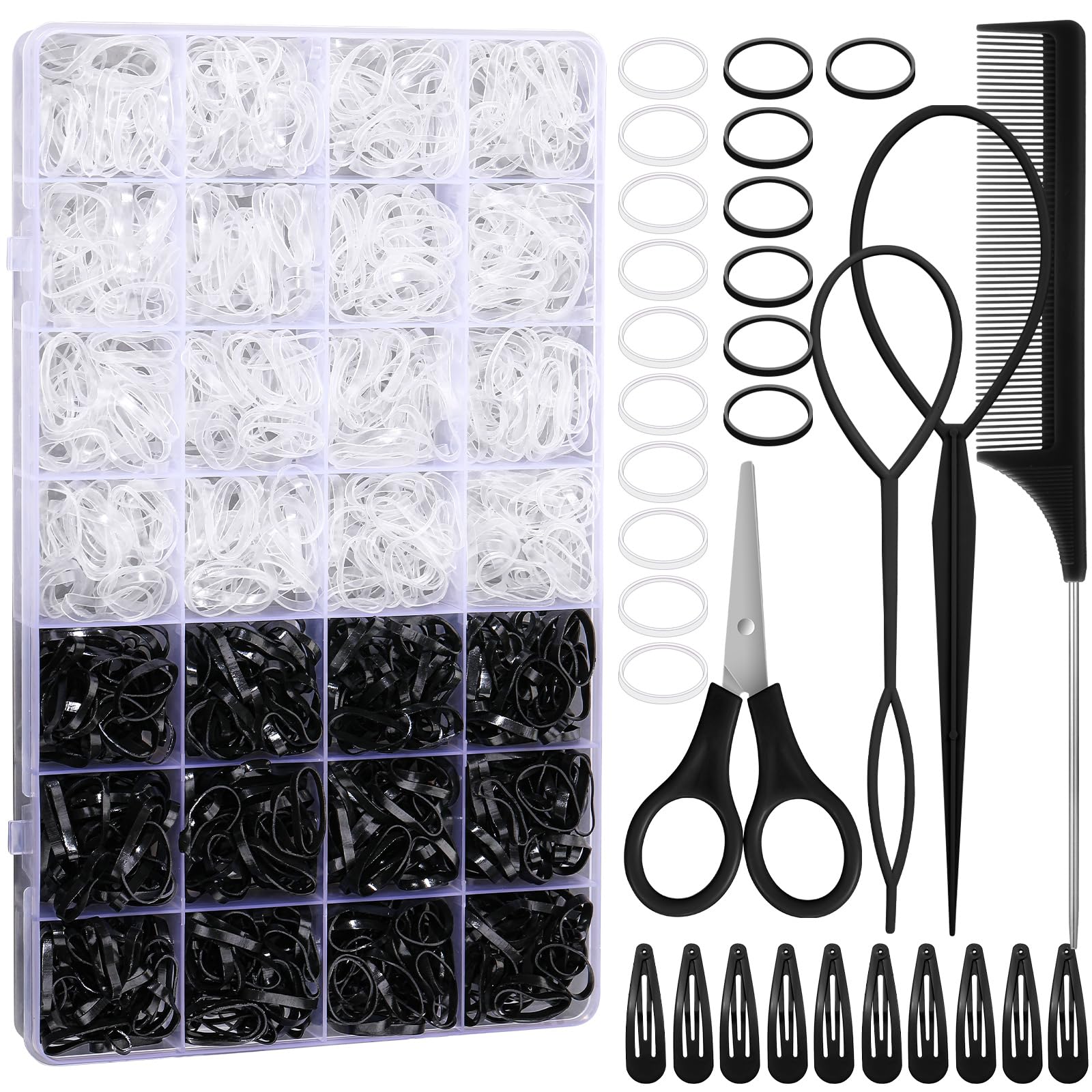 Auroray rubber bands 1500-count bundle in box for quick daily hairstyles and braids