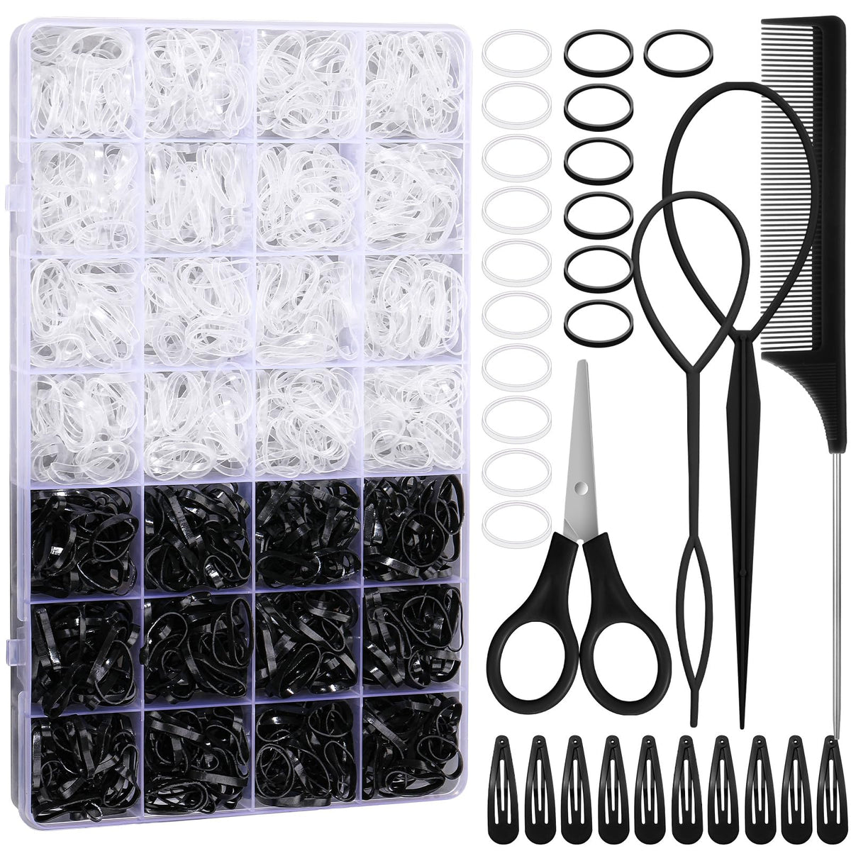 Auroray rubber bands 1500-count bundle in box for quick daily hairstyles and braids