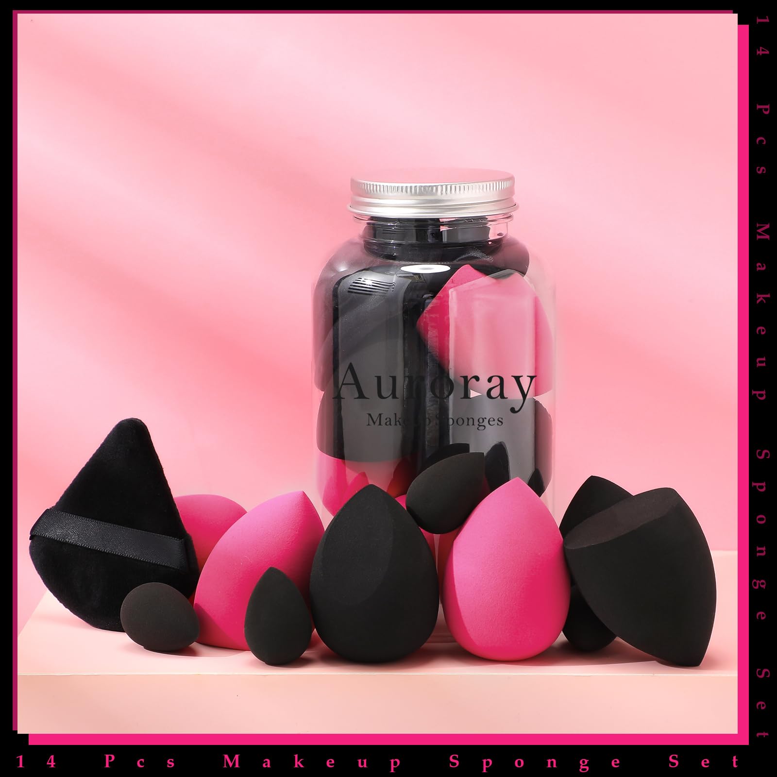 Auroray sponges in plastic jar for clean storage