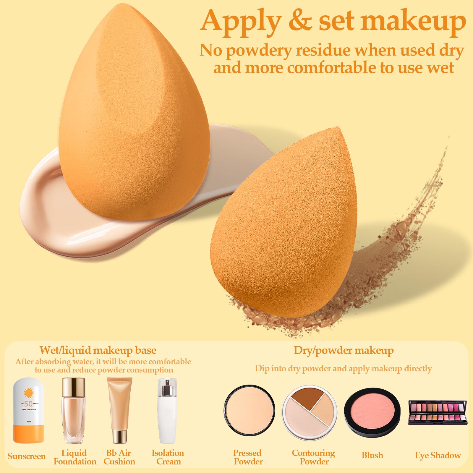 Auroray wet dry use sponges expand when damp for smoother makeup application.