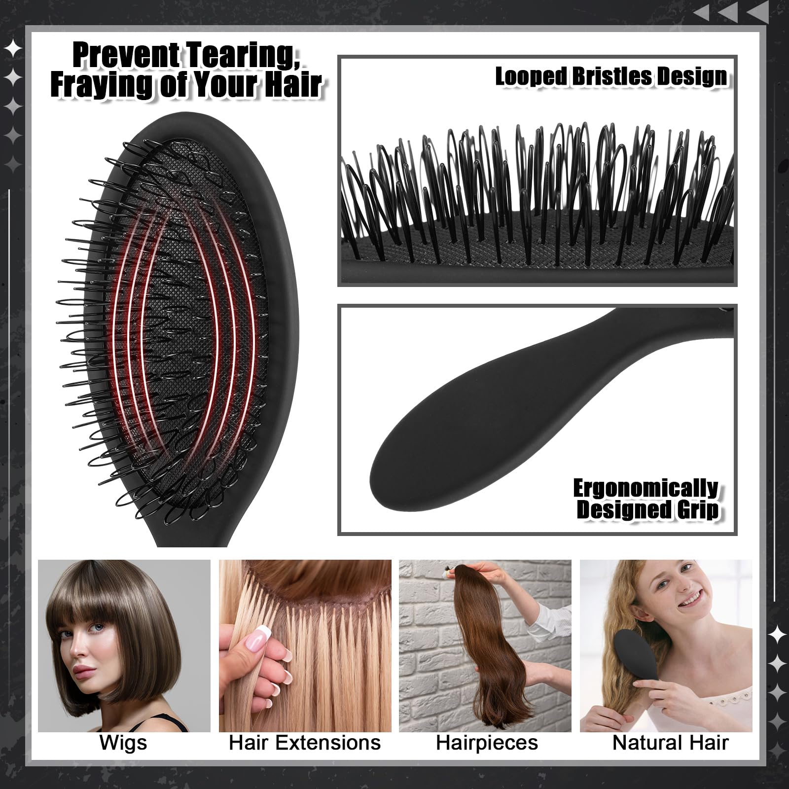 Auroray metal-tooth wig comb for precise detangling on wigs