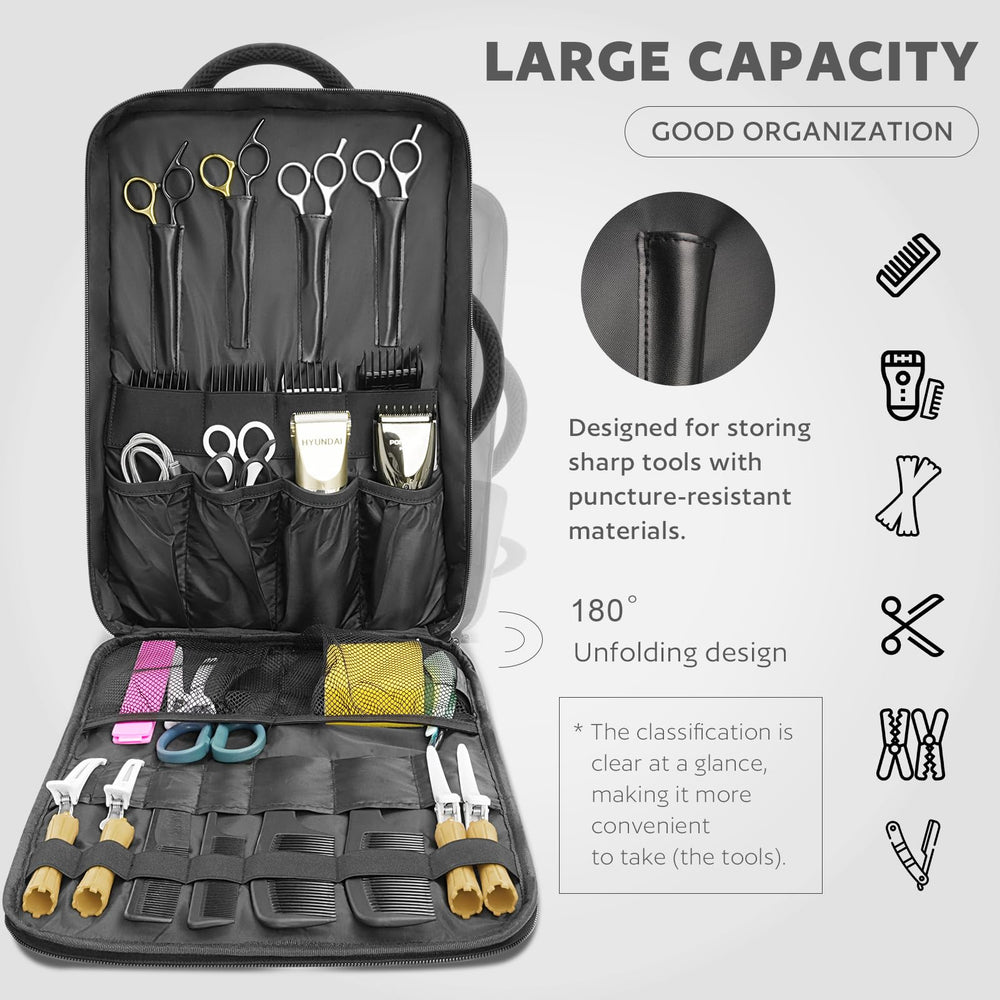 AUROTIER barber bag clipper compartment neatly houses scissors and clippers for quick access.