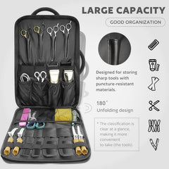 AUROTIER barber bag clipper compartment neatly houses scissors and clippers for quick access.