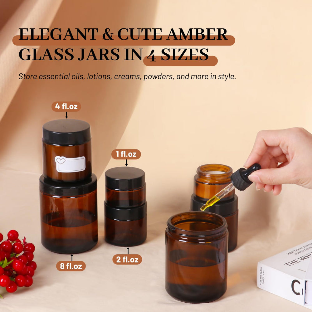 AuroTrends leakproof threaded lid on amber glass jar for secure travel storage