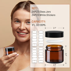 AuroTrends UV-blocking amber glass jar with label pack illustrating UV protection for light-sensitive formulas