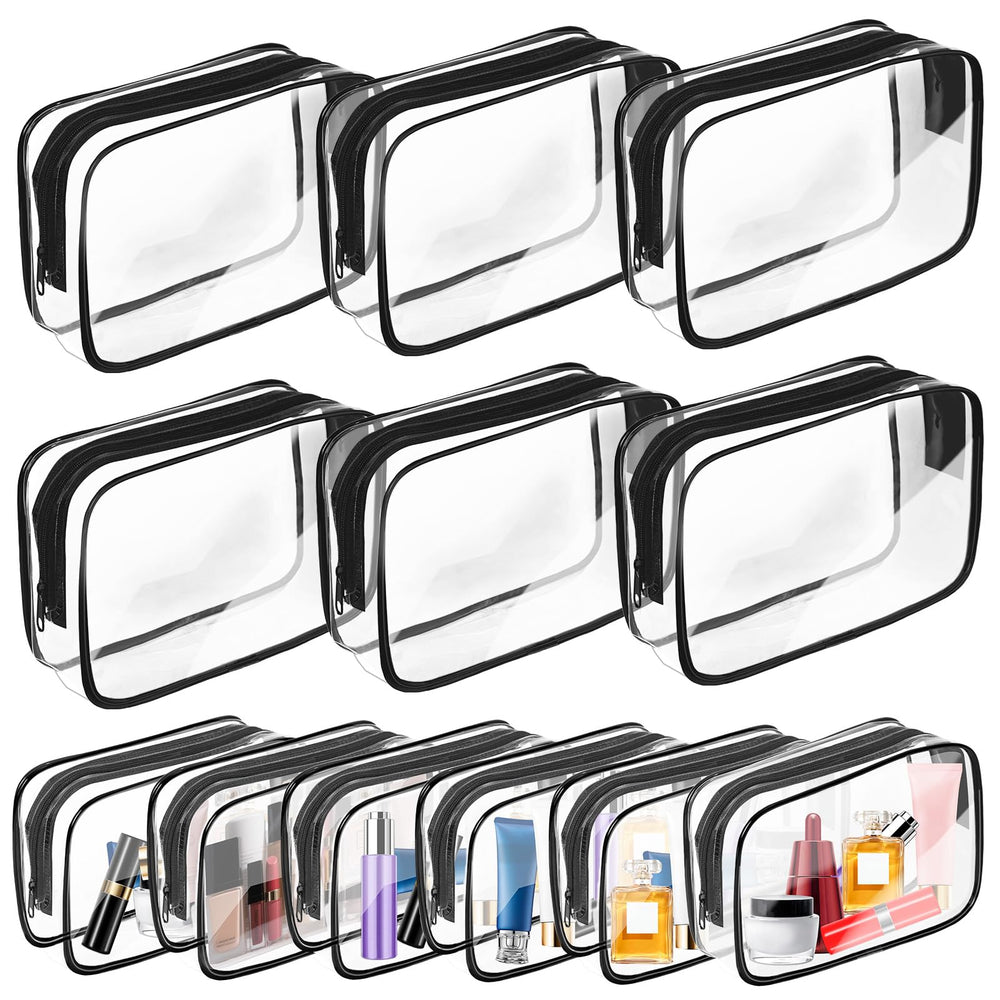 AURUZA Clear Makeup Bag zipper closeup shows a smooth opening for easy cosmetics access.