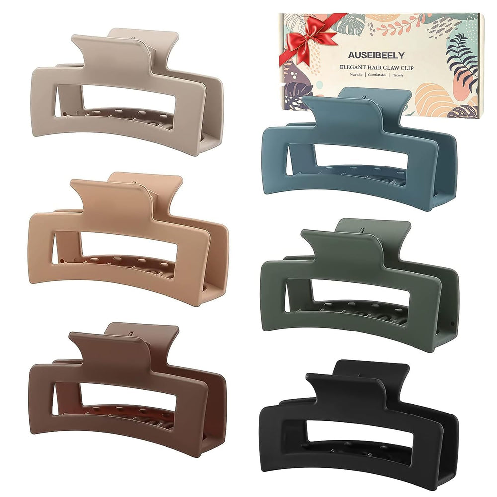 Auseibeely 6-pack square claw clip close-up shows durable acrylic construction for secure grip.