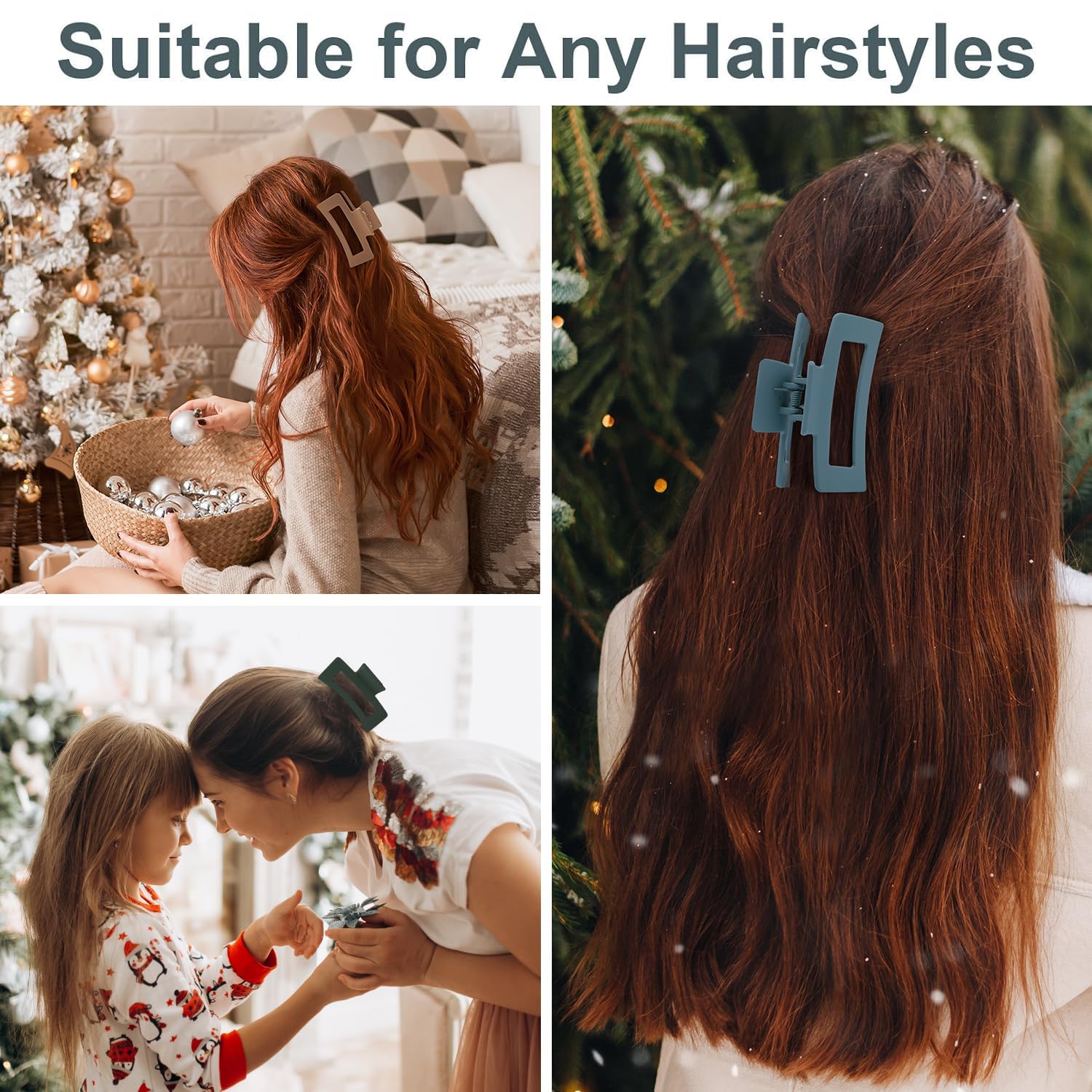 Auseibeely square claw clip holds hair firmly for a neat look.