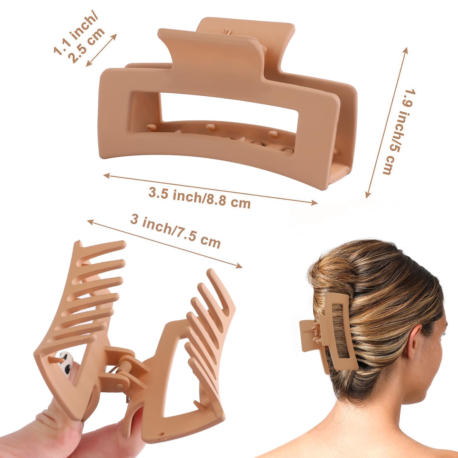 Auseibeely pink matte square claw highlights secure hold for casual and formal looks