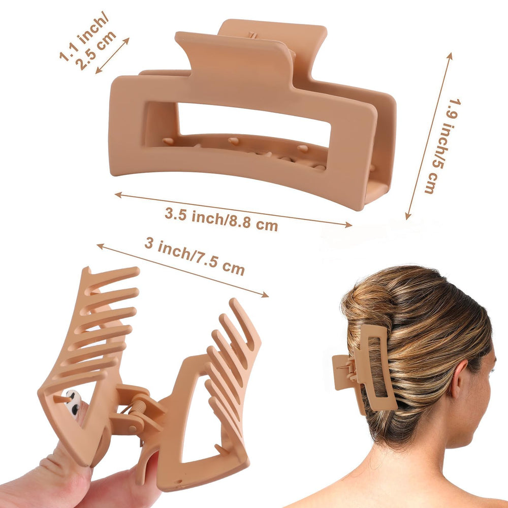 Auseibeely pink matte square claw highlights secure hold for casual and formal looks