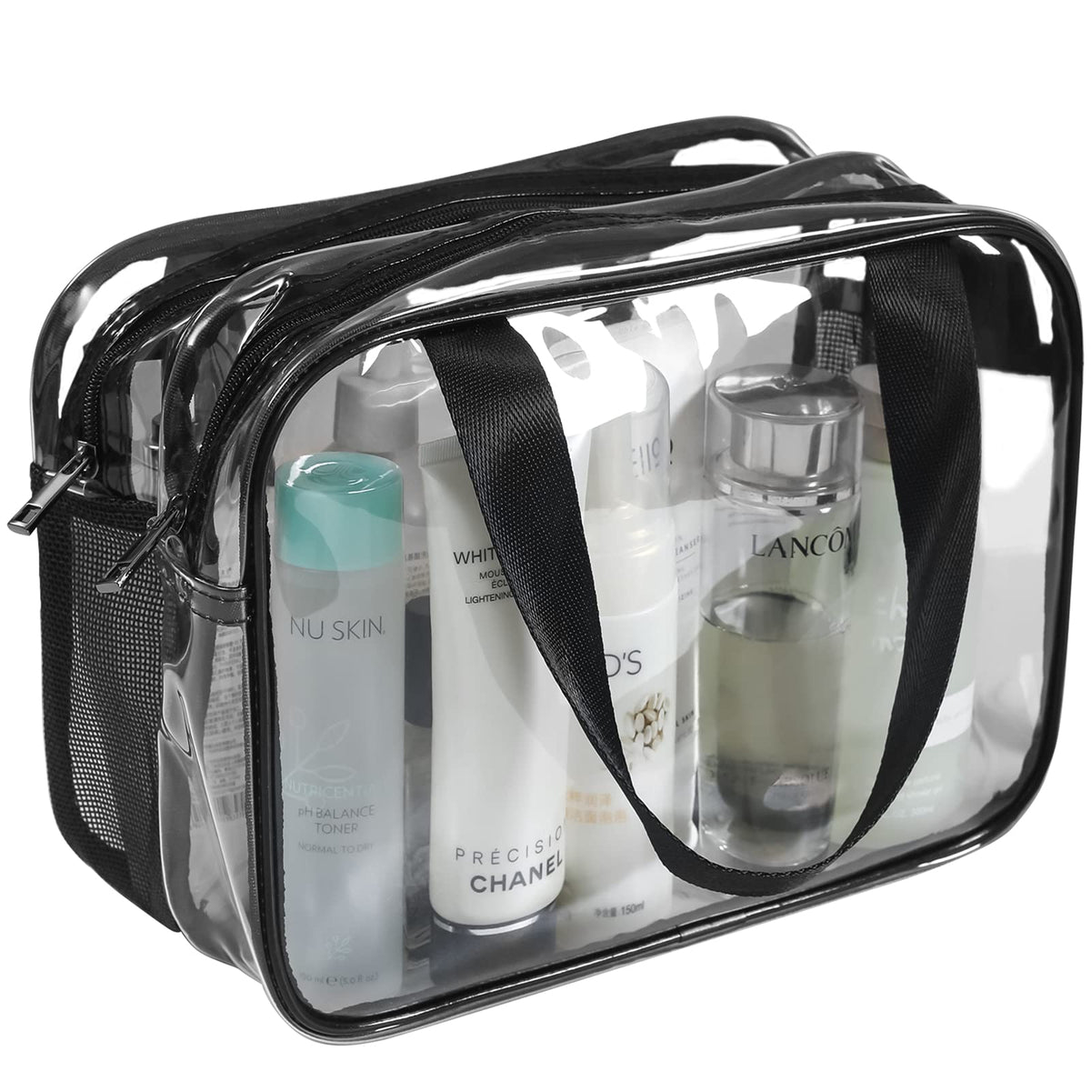 Auseibeely clear toiletry bag open view showing quick-access organization