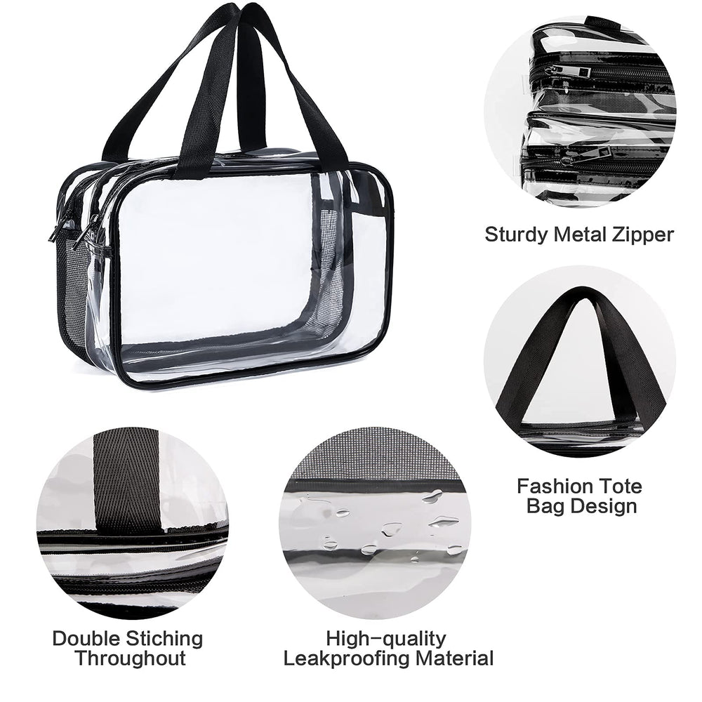 Auseibeely clear toiletry bag 0.5mm PVC material is durable and reusable