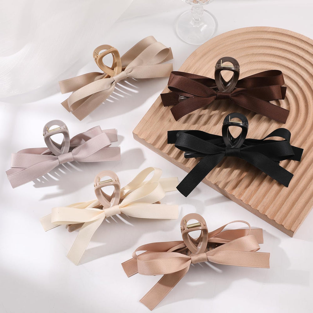 Auseibeely satin bow clip gift-ready packaging shown.