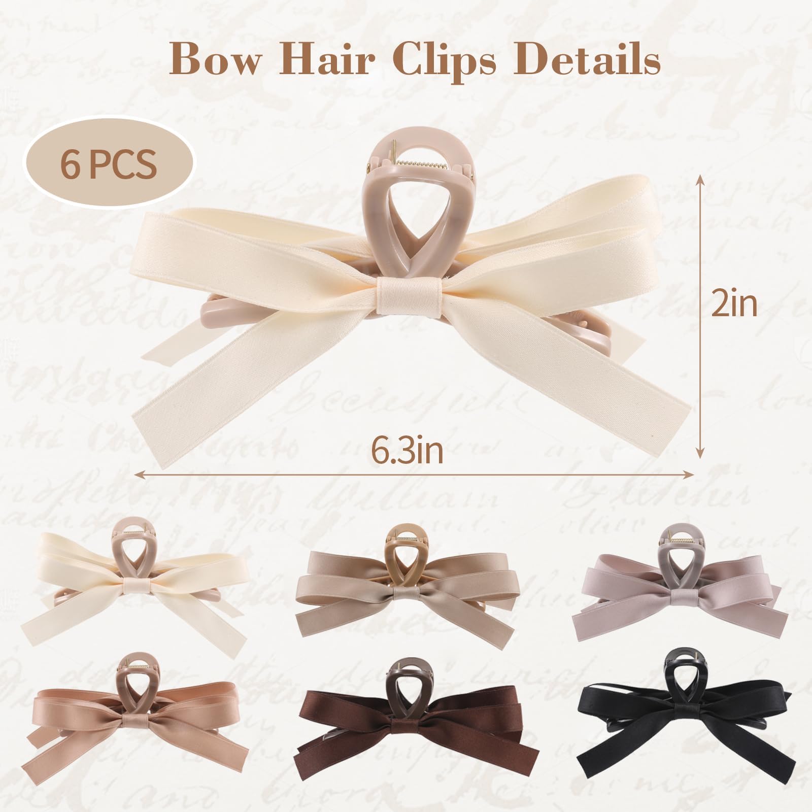 Auseibeely silky satin bow clip side view showing secure grip.