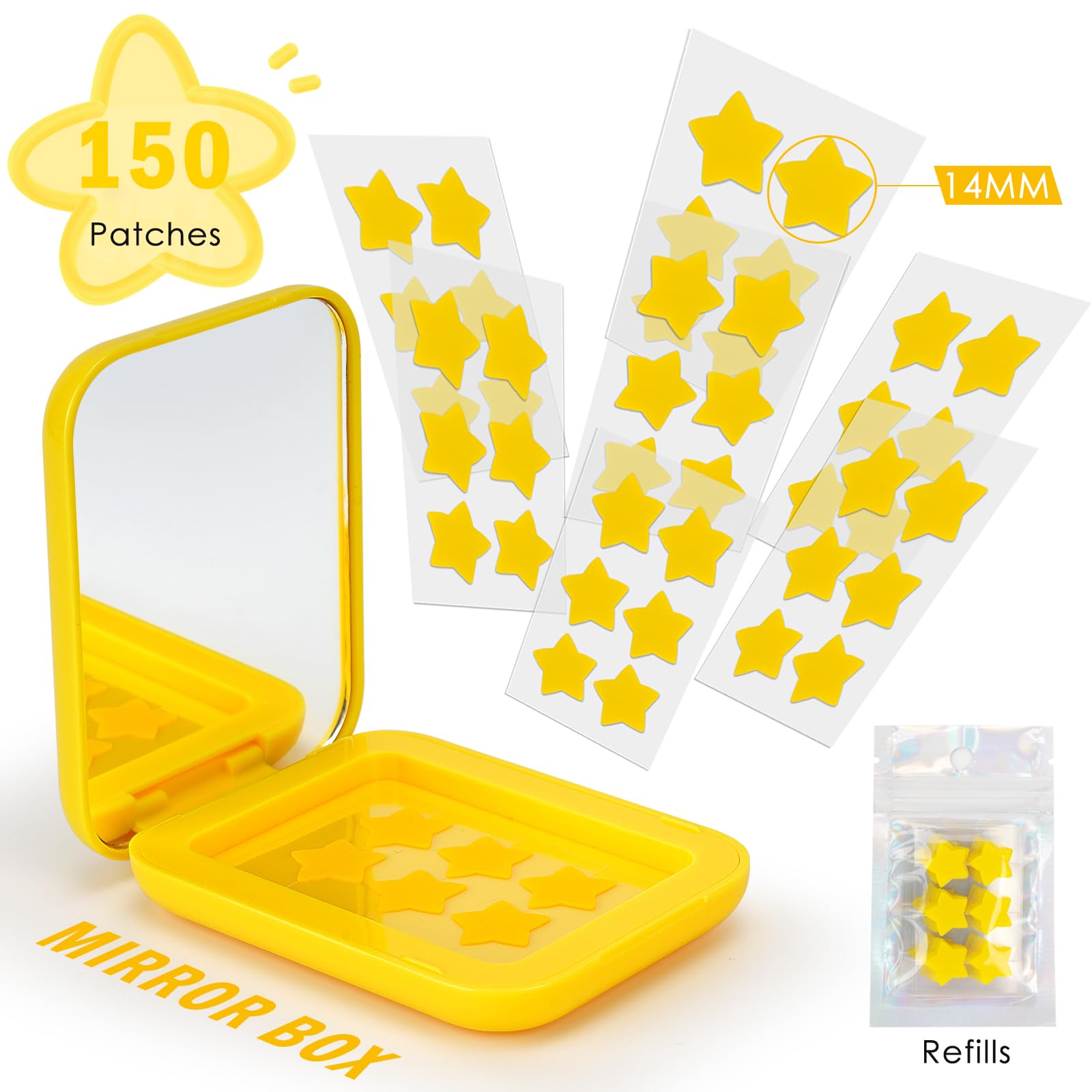 AUSLKA Star Pimple Patches 14mm patch size shown for targeted blemish coverage.