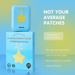 AUSLKA Star Pimple Patches hydrocolloid patch for blemish coverage and protection.