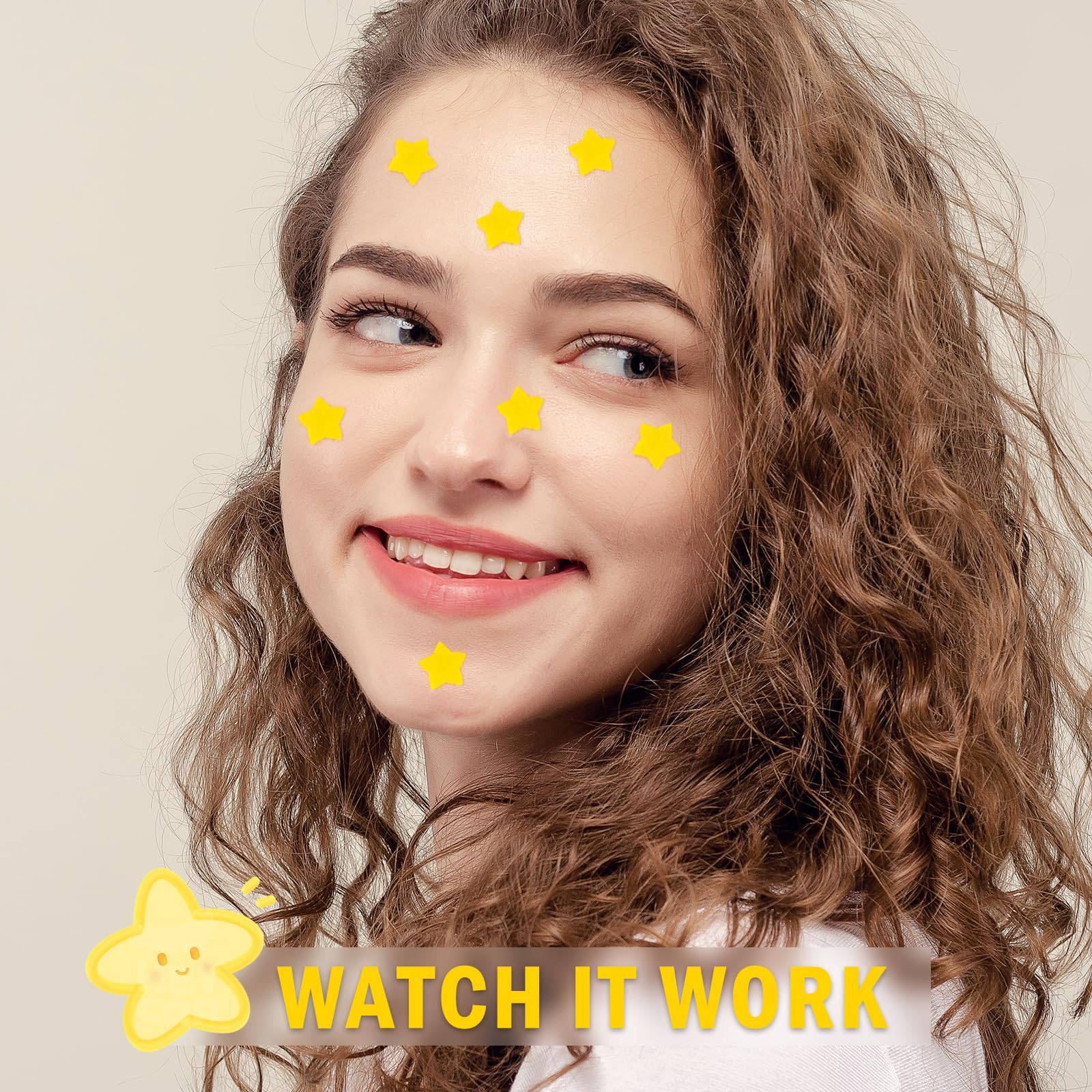AUSLKA Star Pimple Patches on-face demo highlights comfortable, barely-there wear.