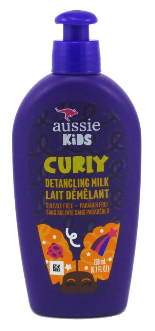 Aussie Kids Curly Detangling Milk bottle front view for detangling curls and smooth application.