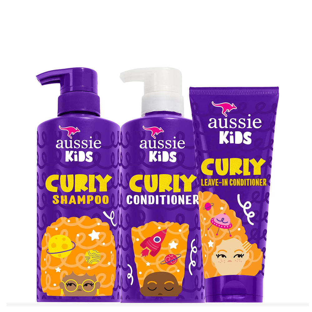 Aussie Kids Curly Shampoo bottle for easy detangling and clean curls