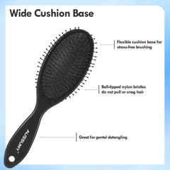 Aussumy detangling brush hanging hole design for easy bathroom storage.