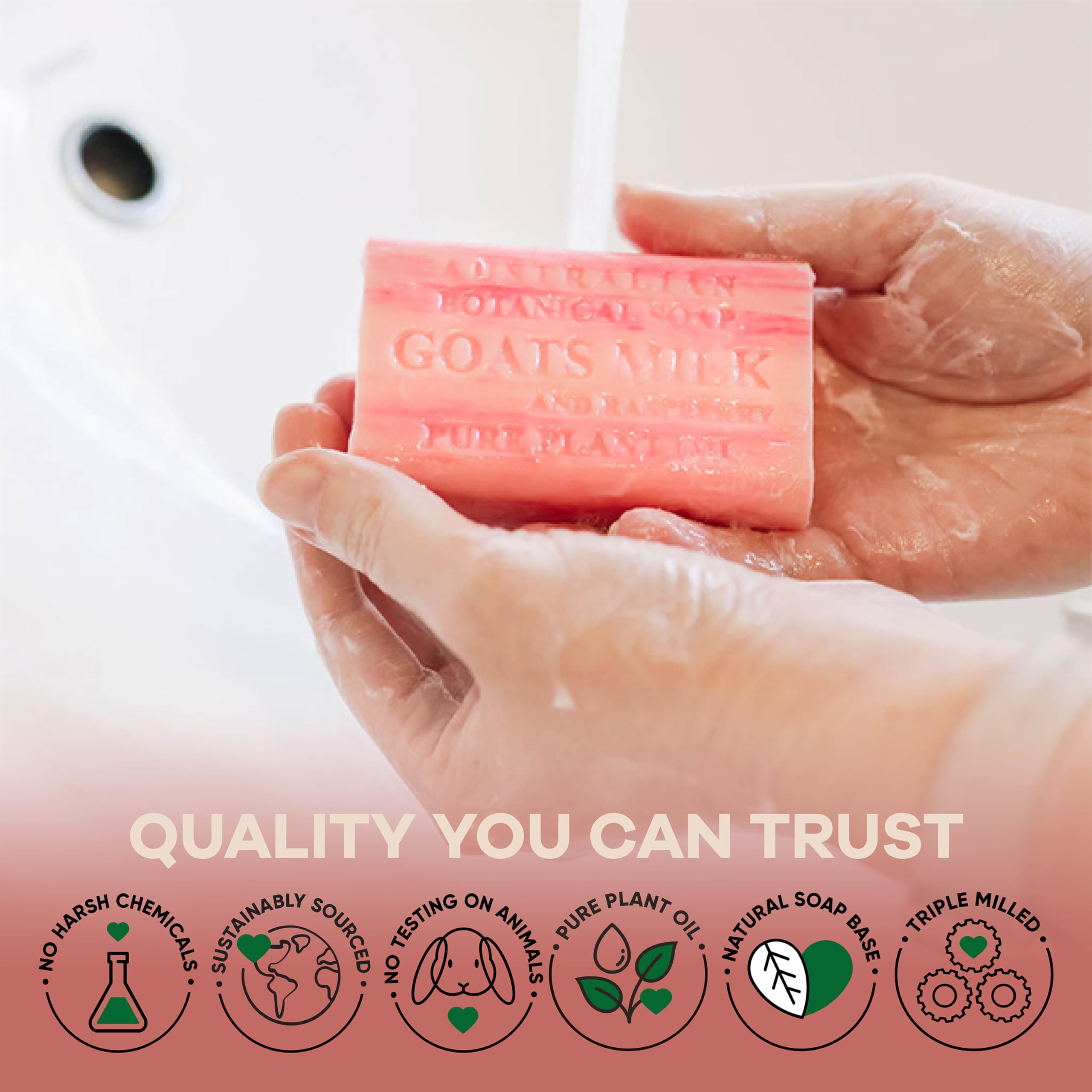 Australian Botanical Goat’s Milk Soap packaging varies in appearance for this pack.