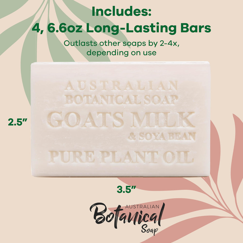 Australian Botanical Goat Milk Soap with organic shea butter delivering hydrating soft skin.