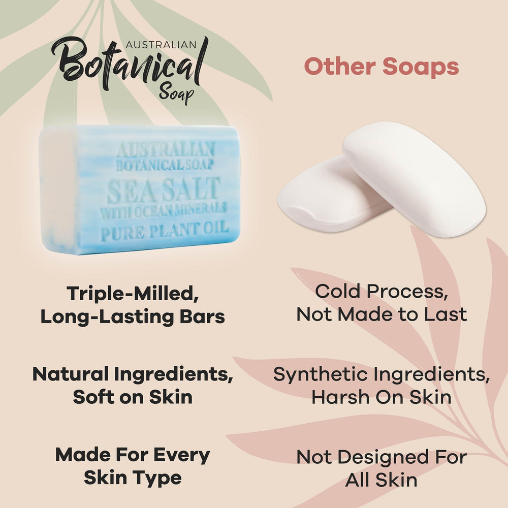 Australian Botanical Soap cruelty-free formula free from harsh detergents and SLS/EDTA.