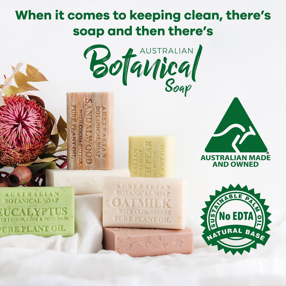 Australian Botanical Soap suitable for daily use on body, face, and hands.