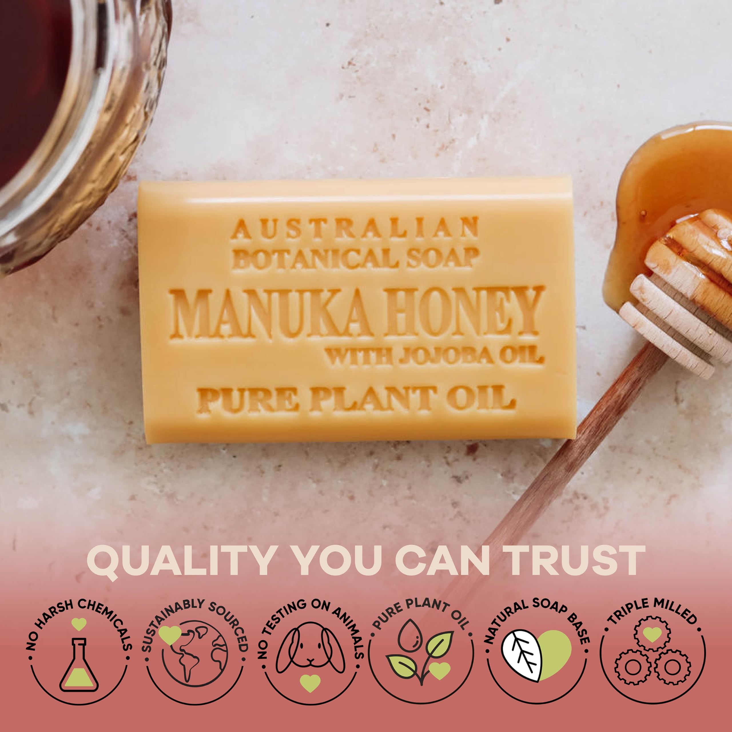 Australian Botanical Soap Sustainable Palm Oil sourcing detail conveys eco-friendly care