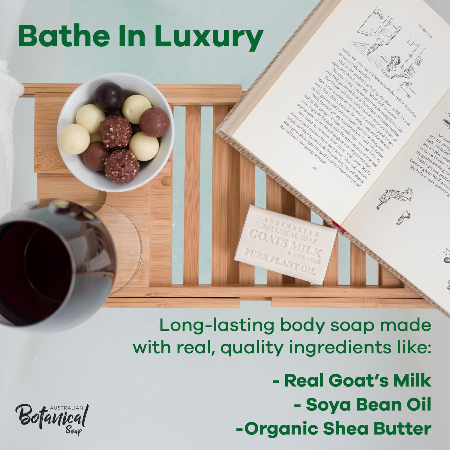 Australian Botanical Soap goat milk bars stacked for a hydrating daily routine.