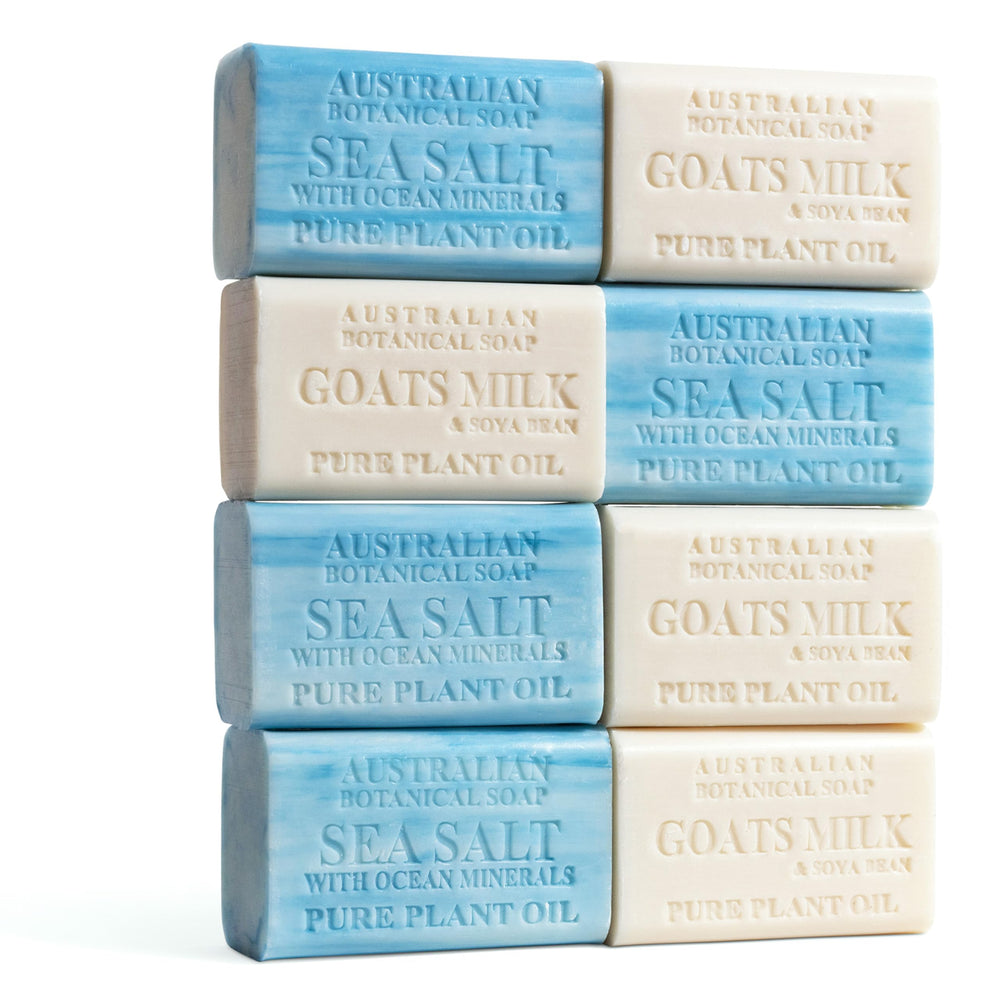 Australian Botanical Soap goats milk bar image highlights gentle cleansing and nourishing hydration.
