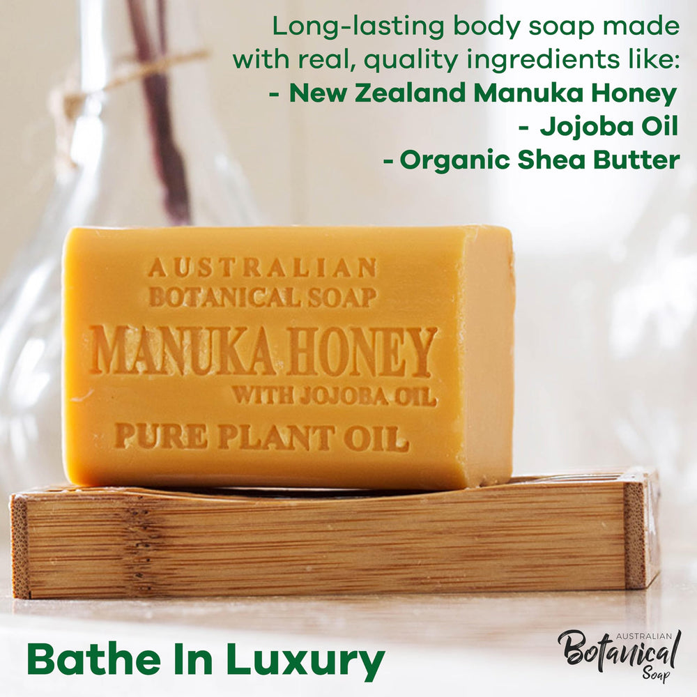 Australian Botanical Soap Jojoba Oil bar closeup highlights moisturizing oil benefits