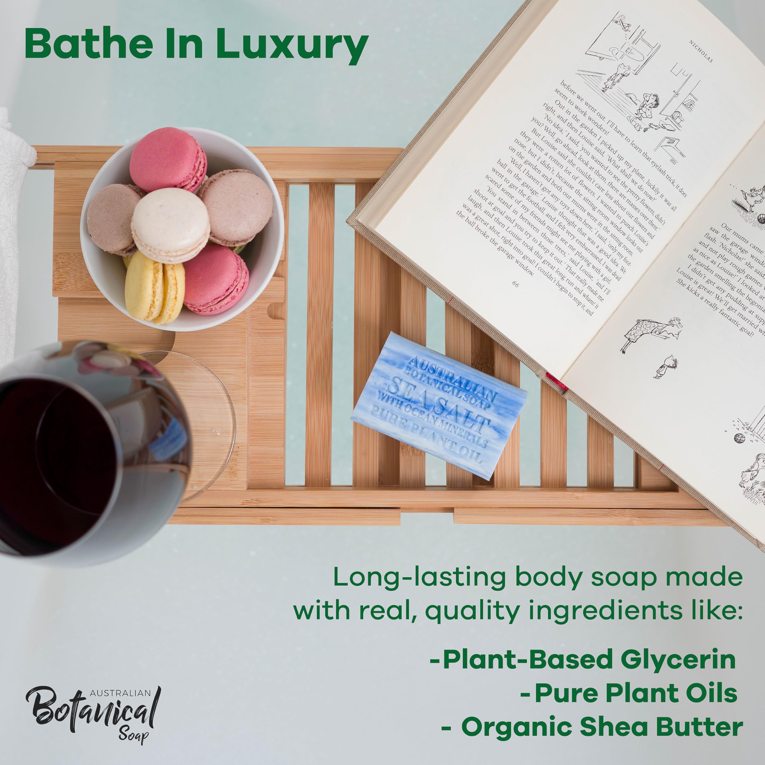 Australian Botanical Soap Lemongrass Lemon Myrtle bar with citrus scent and bright skin feel.