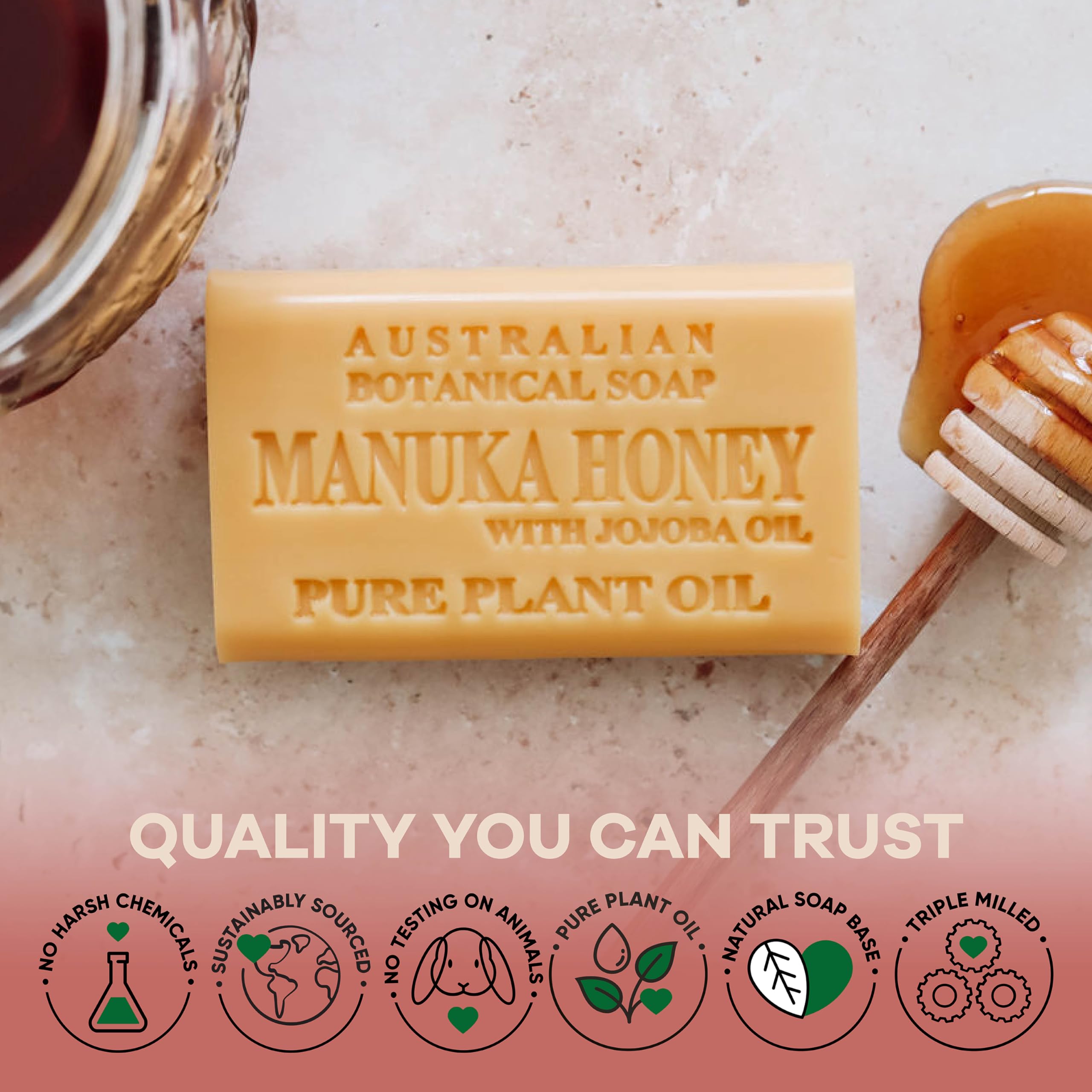 Australian Botanical Soap Manuka Honey Glow emphasizes natural sweetness and healthy-looking skin