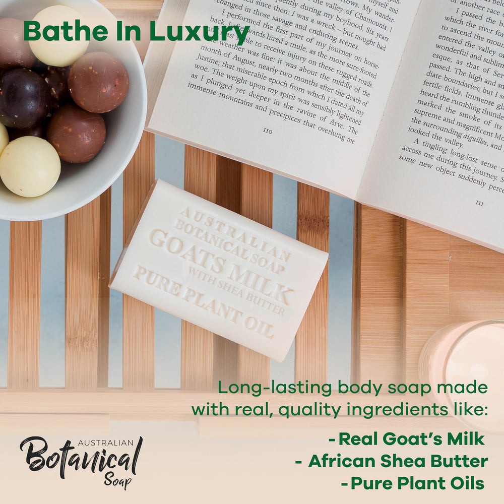 Australian Botanical Soap triple-milled bar delivering long-lasting lather.