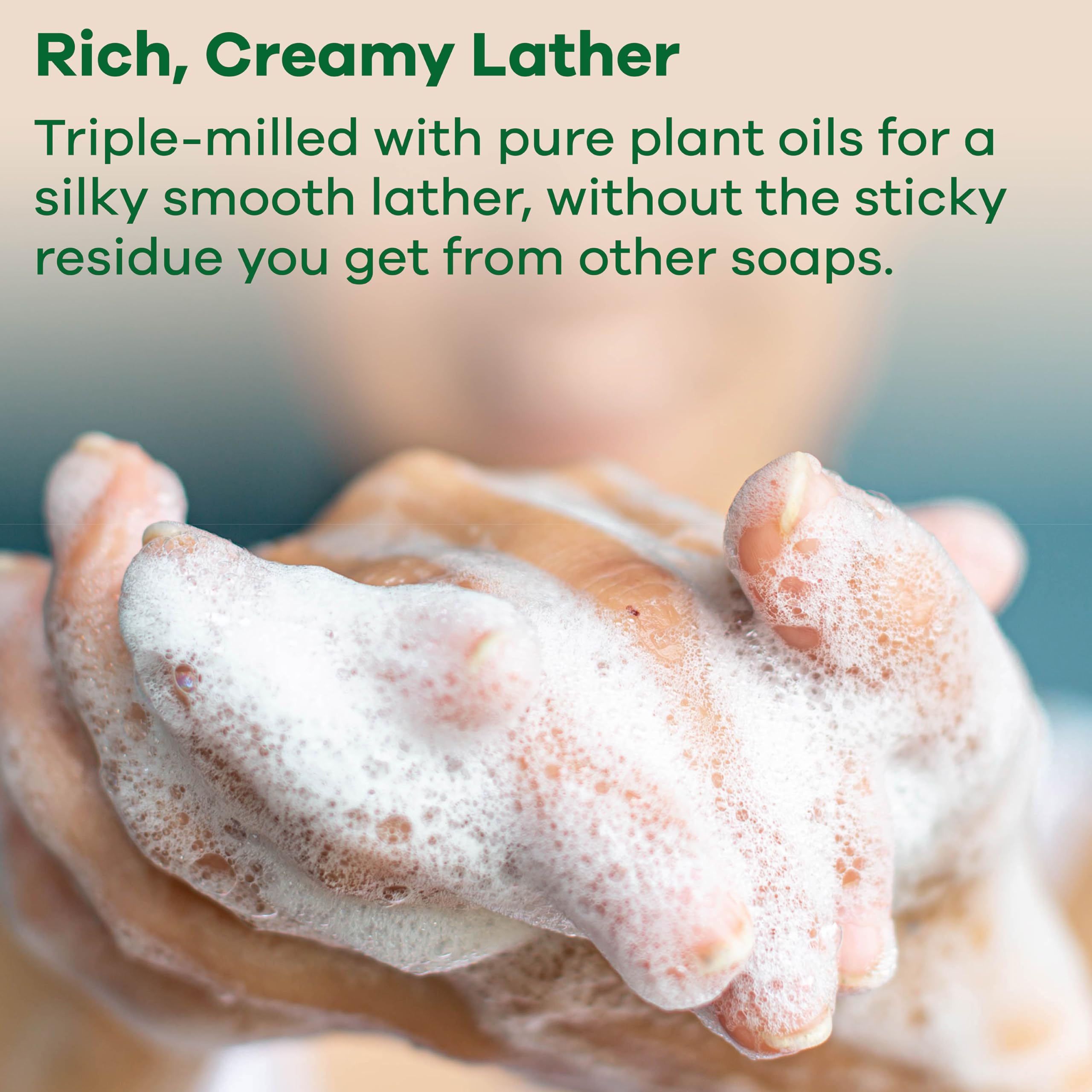 Australian Botanical Soap triple milled bar delivers long-lasting creamy lather for silky skin.