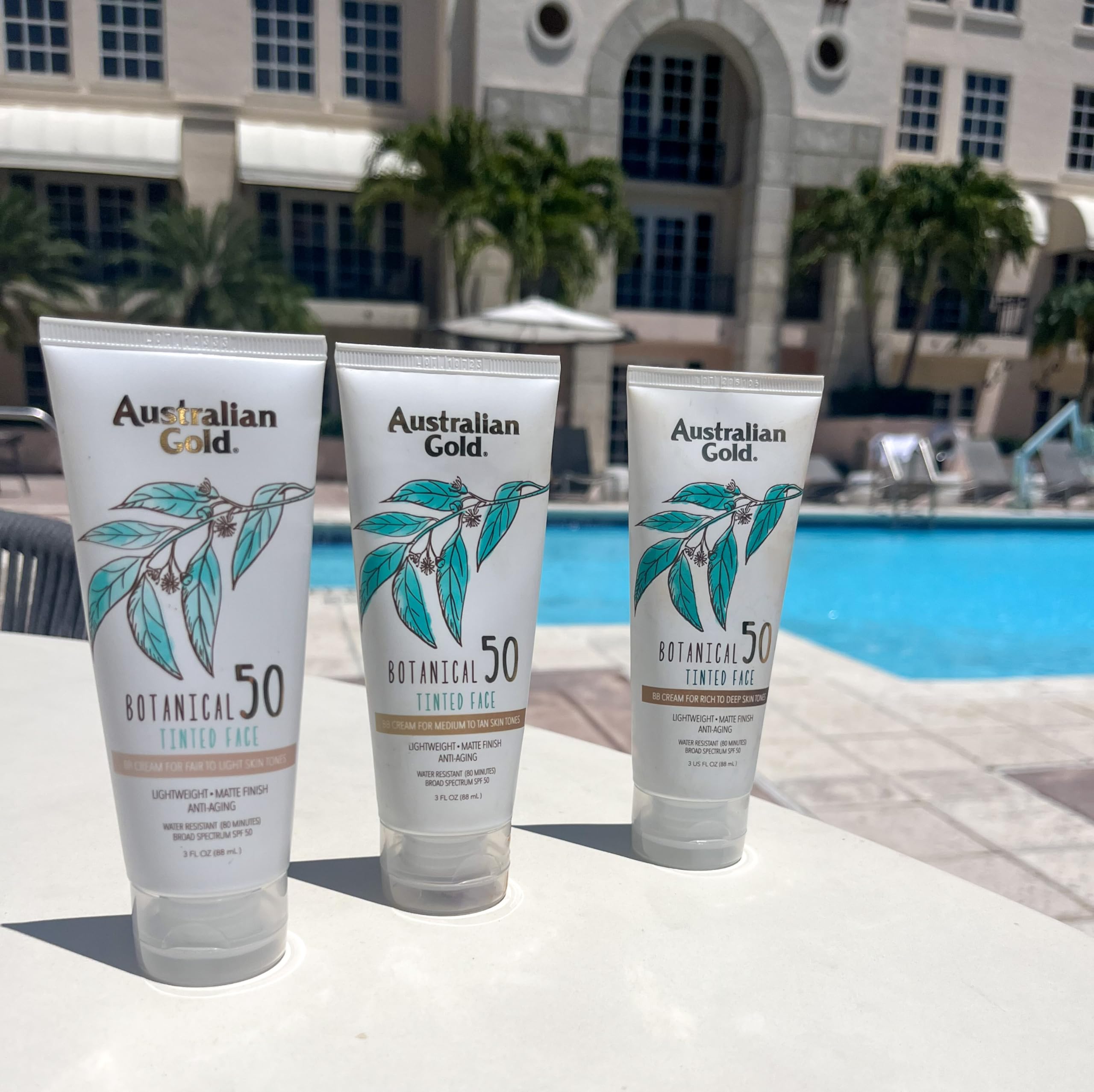 Australian Gold Botanical SPF 50 tinted face lotion with eucalyptus and red algae