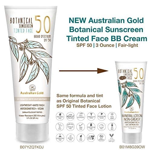 Australian Gold Botanical Sunscreen Tinted Face fragrance-free formula for sensitive skin
