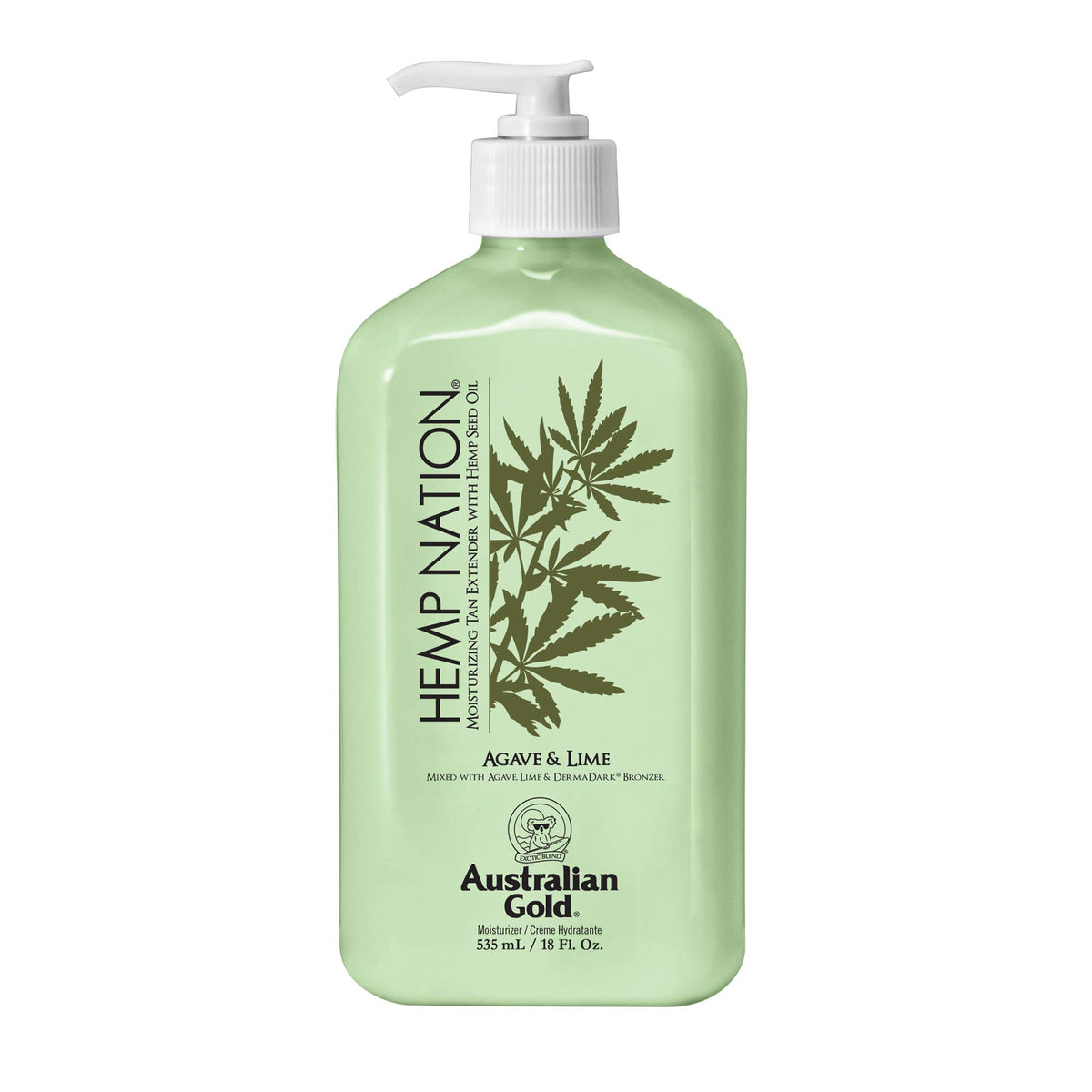 Australian Gold Hemp Nation Agave Lime Tan Extender bottle moisturizes skin and enhances natural color.