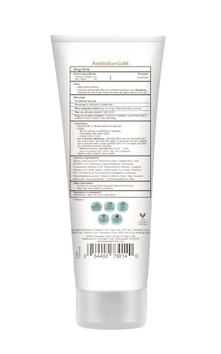 Australian Gold Botanical SPF50 tinted sunscreen swatches blending into fair-to-light tones.