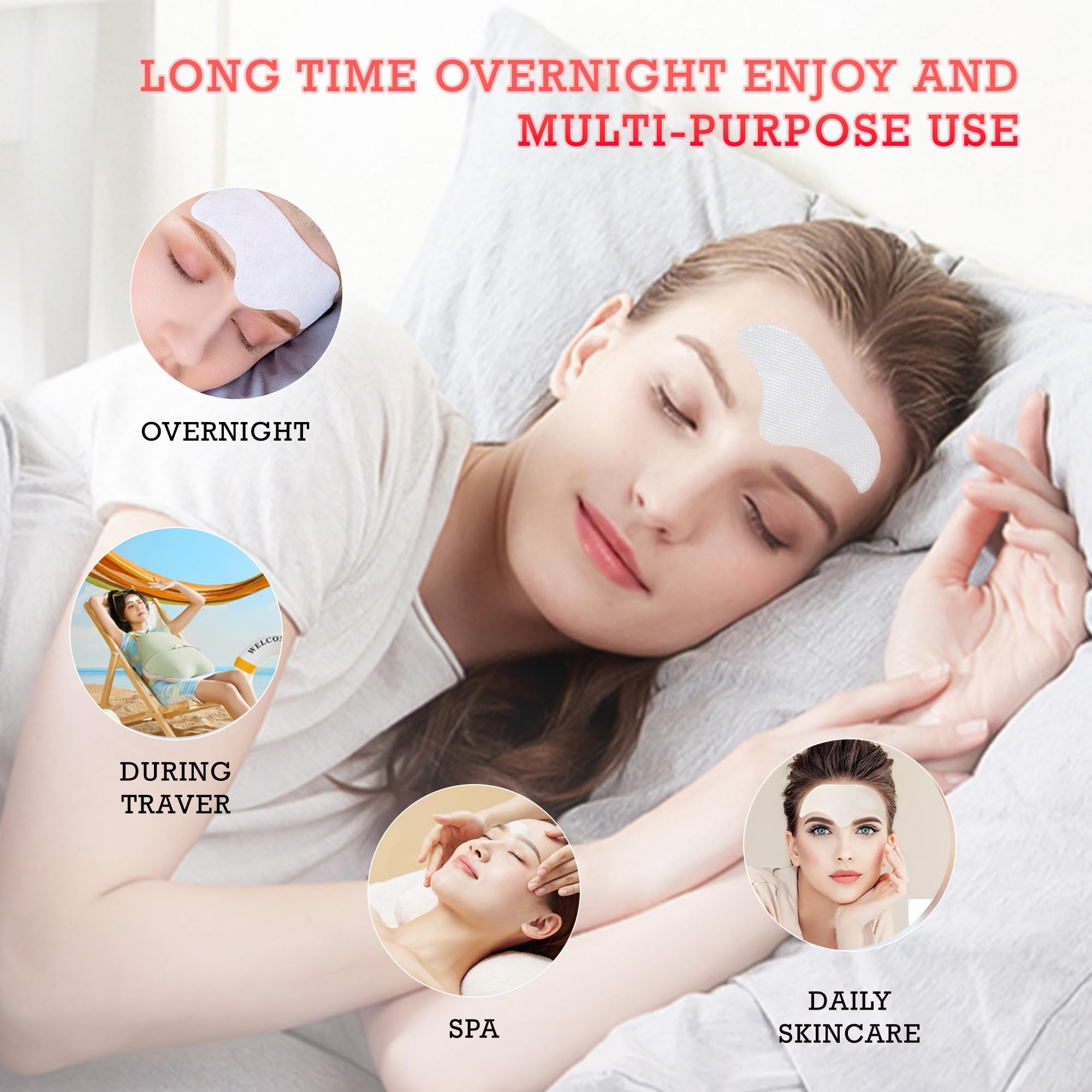 Auteek Forehead Wrinkle Patches with collagen highlight nourishing ingredients for gentle skin care.