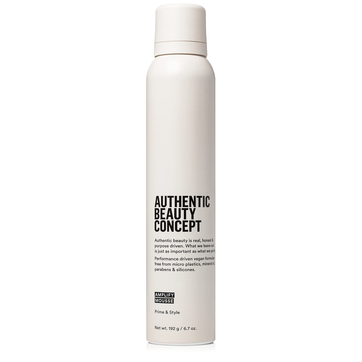 Authentic Beauty Concept Amplify Mousse bottle showing lightweight volume booster